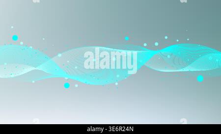 Abstrakter Cyan-Wellen-Hintergrund mit leuchtenden Bokeh-Kreisen und weichem blaublauem Verlauf für digitale Technologie und futuristische Designkonzepte Stock Vektor