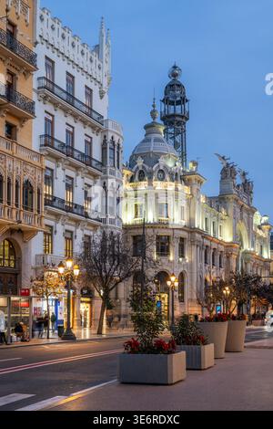 Plaza del Ayuntamiento, Valencia, Spanien Stockfoto