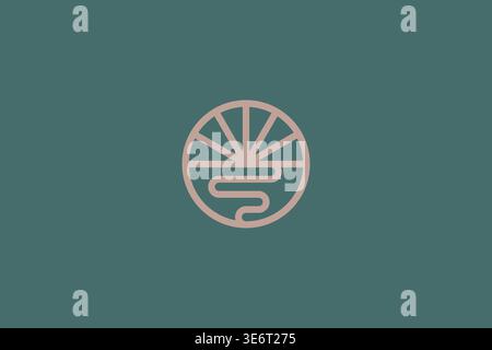 Sunrise Path Logo für Natur- und Lifestyle-Branding Stock Vektor