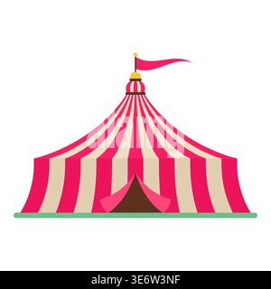 Gestreiftes Zirkuszelt Karneval Festival Pavillon Vektor-Illustration Stock Vektor