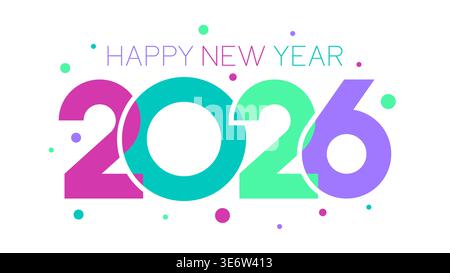 Bunte Happy New Year 2026 Typografie Vektor-Illustration Stock Vektor