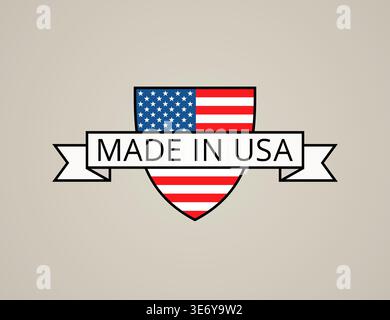 Hergestellt in den USA – Schild mit YYY-Flagge Stock Vektor