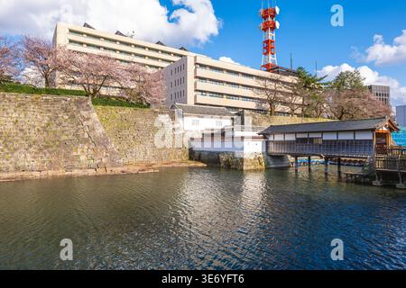 Yamasatoguchi-Tor der Burg Fukui in Fukui, Hokuriku, Japan Stockfoto