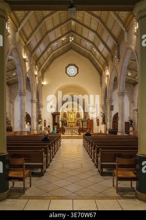 Innenansicht der San Fernando Cathedral in San Antonio, Texas, mit architektonischen Details Stockfoto