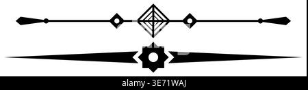 Schwarz-weiße Art-Deco-Vektor-Illustration mit zwei symmetrischen geometrischen Pfeildesigns mit Diamantdreieck und ovalen Motiven. Minimalistische Einrichtung Stock Vektor