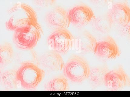 Abstraktes Aquarell mit dynamischen Wirbeln in Rot, Gelb und Orange Stockfoto