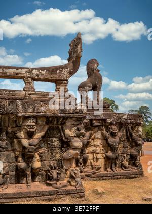 Die Terrasse der Elefanten, Angkor Thom, Siem Reap, Kambodscha Stockfoto