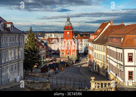Hauptmarktplatz mit dem alten Rathaus in Gotha, Thüringen, Deutschland Stockfoto