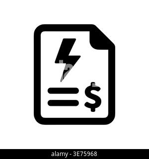 Stromrechnungs-Symbol mit Dollarzeichen in schlichtem schwarzem Stil Stock Vektor
