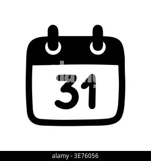 Kalendersymbol mit der Nummer 31 im schwarzen Doodle-Stil Stock Vektor