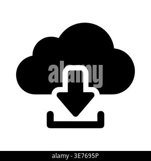 Download aus der Cloud einfache Illustration mit schwarzen Glyphen Stock Vektor