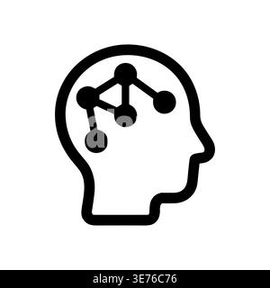 Kopf mit verbundenen Knoten, Darstellung des Symbols für mentale Prozesslinien Stock Vektor