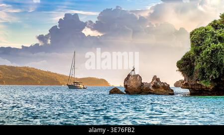 Am frühen Morgen in Cayo Levantado, Dominikanische Republik Stockfoto
