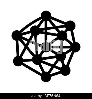 Abbildung: Einfache schwarze Silhouette des Symbols für die Netzwerkknotenverbindung Stock Vektor
