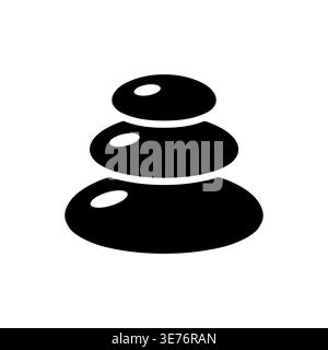 Drei gestapelte Steine Vektor-Symbol, Zen-Steine-Illustration, schwarzes Design Stock Vektor