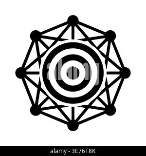 Abstraktes geometrisches Zielsymbol mit verbundenen Knoten, einfache Konstruktion Stock Vektor
