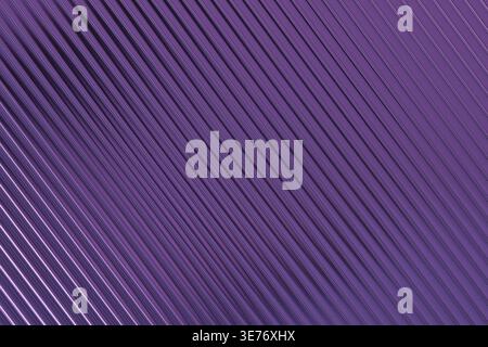 Diagonale lila Linien erzeugen ein rhythmisches Muster, eine glänzende Textur mit dezenten blau-violetten Akzenten und eine sanfte Tiefe. Geometrische abstrakte Minimal-Hintergründe Stockfoto