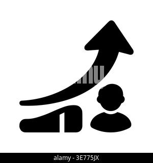 Karrierewachstumssymbol mit Pfeil und Person im Silhouettenstil Stock Vektor