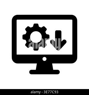 Installationsvorgang auf einem Computerbildschirm, Vektorsilhouette Stock Vektor