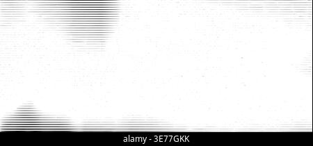 Horizontale Distress-Linienstruktur. Lineares Halbton-Foto-Kopierhintergrund. Schwarz-weiß gealterter Hintergrund mit Streifenmuster. Hintergrund für beschädigtes Scanbild. Vektor-alter abgenutzter Papiereffekt Stock Vektor