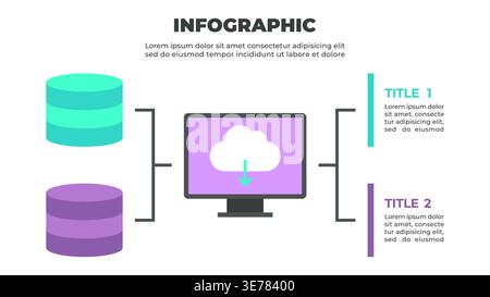Eine farbenfrohe Infografik, die den Prozess der Datenübertragung vom lokalen Speicher in den Cloud-Speicher veranschaulicht Stock Vektor