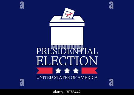 Präsidentschaftswahl Vereinigte Staaten von Amerika mit Stimmzettel-Symbol Vektor-Illustration Stock Vektor