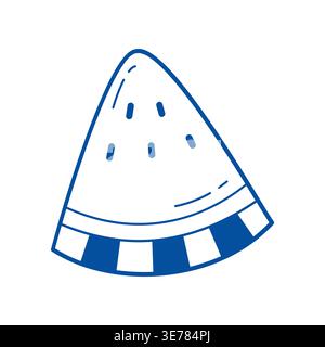 Wassermelonenscheibe Icon in blauer Umrissart isoliert auf weißem Hintergrund, minimale Frucht Vektor-Illustration für Logo, Muster und Textil Stock Vektor