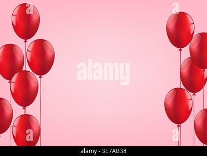 Hintergrund Der Ballonfeier. Hintergrund für Valentinstag, Hochzeitsfeier, Muttertag oder Jahrestag. Vektorabbildung. Stock Vektor