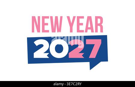 2027 Happy New Year. Winterurlaub 2027. Grußkartendesign mit moderner Retro-Typografie Stock Vektor