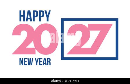 2027 Happy New Year. Winterurlaub 2027. Grußkartendesign mit moderner Retro-Typografie Stock Vektor