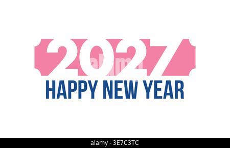 2027 Happy New Year. Winterurlaub 2027. Grußkartendesign mit moderner Retro-Typografie Stock Vektor