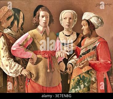 The Fortune Teller Genre Scene, barocke Ölmalerei – Georges de La Tour, 1630 Stockfoto