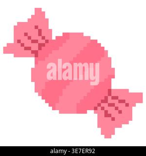 Rote Pixel-Bonbons im Retro-8-Bit-Stil. Süße Süßigkeiten Illustration perfekt für Spiele und kreative Designprojekte Stock Vektor