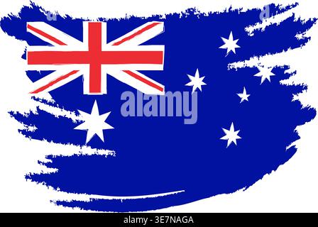 Flagge von Australien auf Pinsel gemalten Grunge Banner - Vektor-Illustration Stock Vektor