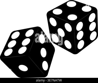 Würfelwürfel, Casino-Spiel. Schwarzes Symbol auf weißem Hintergrund Stock Vektor