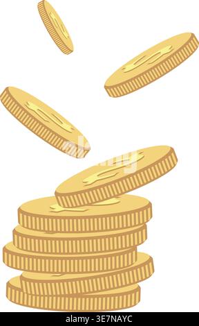 Realistische Goldmünzen-Explosion. Isoliert auf transparentem Hintergrund. Design für Ihr Projekt Stock Vektor
