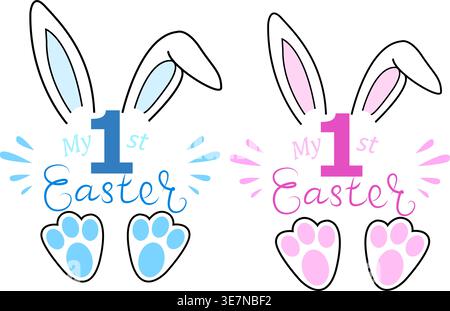 Niedlicher Hase, 1 Jahr alter Geburtstag. Design für Ihr Projekt Stock Vektor