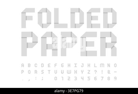 Minimal Grau gefaltete Papier Alphabet Schriftart Vektor Illustration mit sauberen geometrischen Schriftarten und Origami Stil Buchstaben Stock Vektor