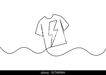 T-Shirt durchgehend eine Linie minimalistische Umrissvektor Illustration moderner einfacher Stil Stock Vektor