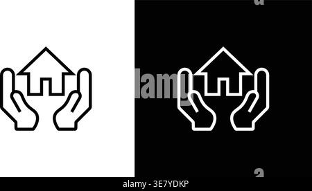 Liniensymbole, die Konzepte der Sicherheit und des Schutzes von Wohngebäuden darstellen. Monochrome Vektordarstellung Stock Vektor