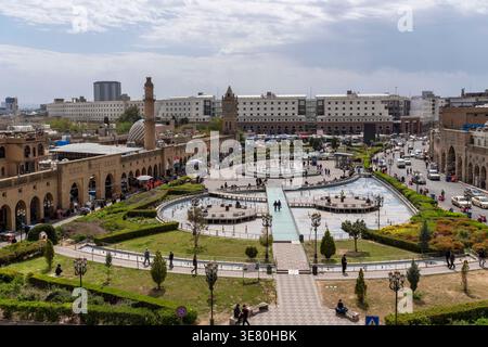 Erbil, Irakisches Kurdistan, Irak. April 2026. Shar Park in der irakischen Hauptstadt Erbil. Seit Beginn des Krieges zwischen den USA und Israel und dem Iran wurde die Region Kurdistan von über 700 Drohnen und Raketen aus dem Iran und von pro-iranischen Truppen im Irak angegriffen, wobei 17 Menschen getötet und 92 weitere verletzt wurden. Nach Beginn des 15-tägigen Waffenstillstands fanden mehrere Drohnenangriffe statt. (Kreditbild: © Adryel Talamantes/ZUMA Press Wire) NUR REDAKTIONELLE VERWENDUNG! Nicht für kommerzielle ZWECKE! Stockfoto