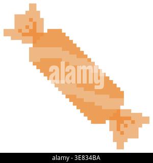 Süßigkeiten mit orangefarbenen Pixeln im Retro-8-Bit-Stil. Perfekt für Spielelemente und kreatives Design Stock Vektor