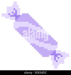 Lilafarbene, pixelverpackte Süßigkeiten im Retro-8-Bit-Stil. Perfekt für Spielelemente und kreatives Design Stock Vektor