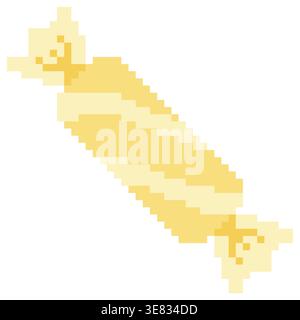 Leuchtend gelbe, pixelverpackte Süßigkeiten im 8-Bit-Stil. Ideal für Spiele, UI, Symbole und lustiges Design Stock Vektor