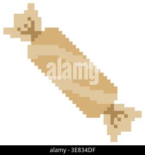 Braune, pixelverpackte Süßigkeiten im Retro-8-Bit-Stil. Perfekt für Spielelemente und kreatives Design Stock Vektor