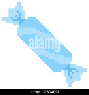 Süßigkeiten mit blauem Pixel im Retro-8-Bit-Stil. Perfekt für Spielelemente und kreatives Design Stock Vektor