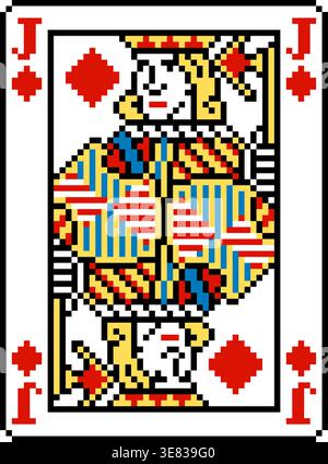 Pixel Art Jack of Diamonds Spielkartendesign Stock Vektor