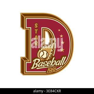 Varsity Sport Team Patch, rotes D-Etikett Stock Vektor