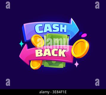 Cash-Back-Symbol, Cash-Back-Angebot, Finanzierungsbelohnung Stock Vektor