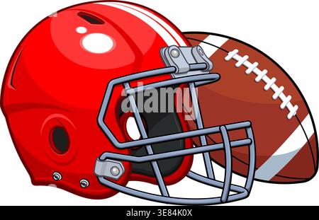 Klassischer american Football Gridiron Helm rot und Ball Sport Symbol Logo Vektor isoliert auf transparentem Hintergrund Stock Vektor